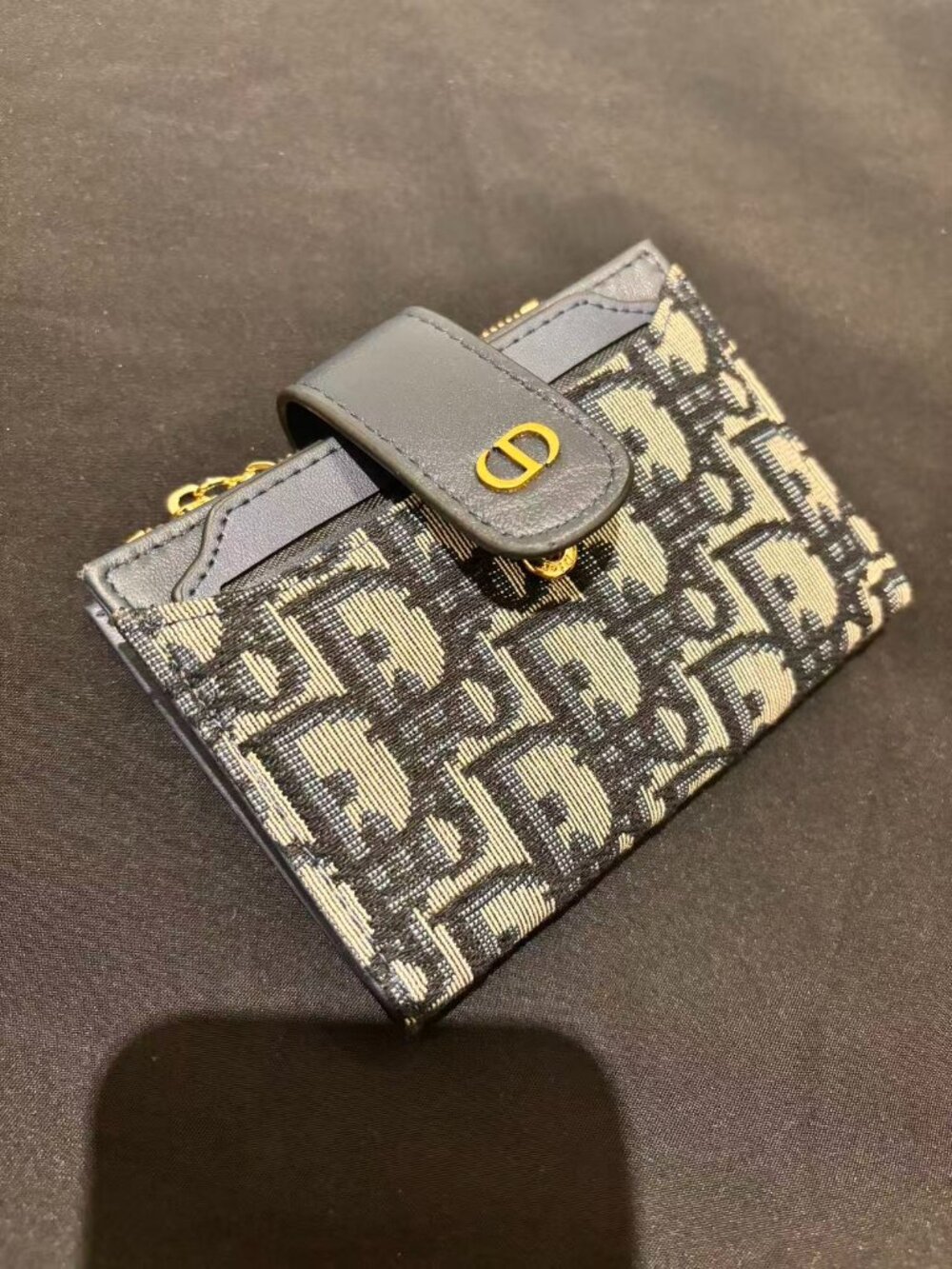 Dior Navy and Cream Signature Canvas Wallet